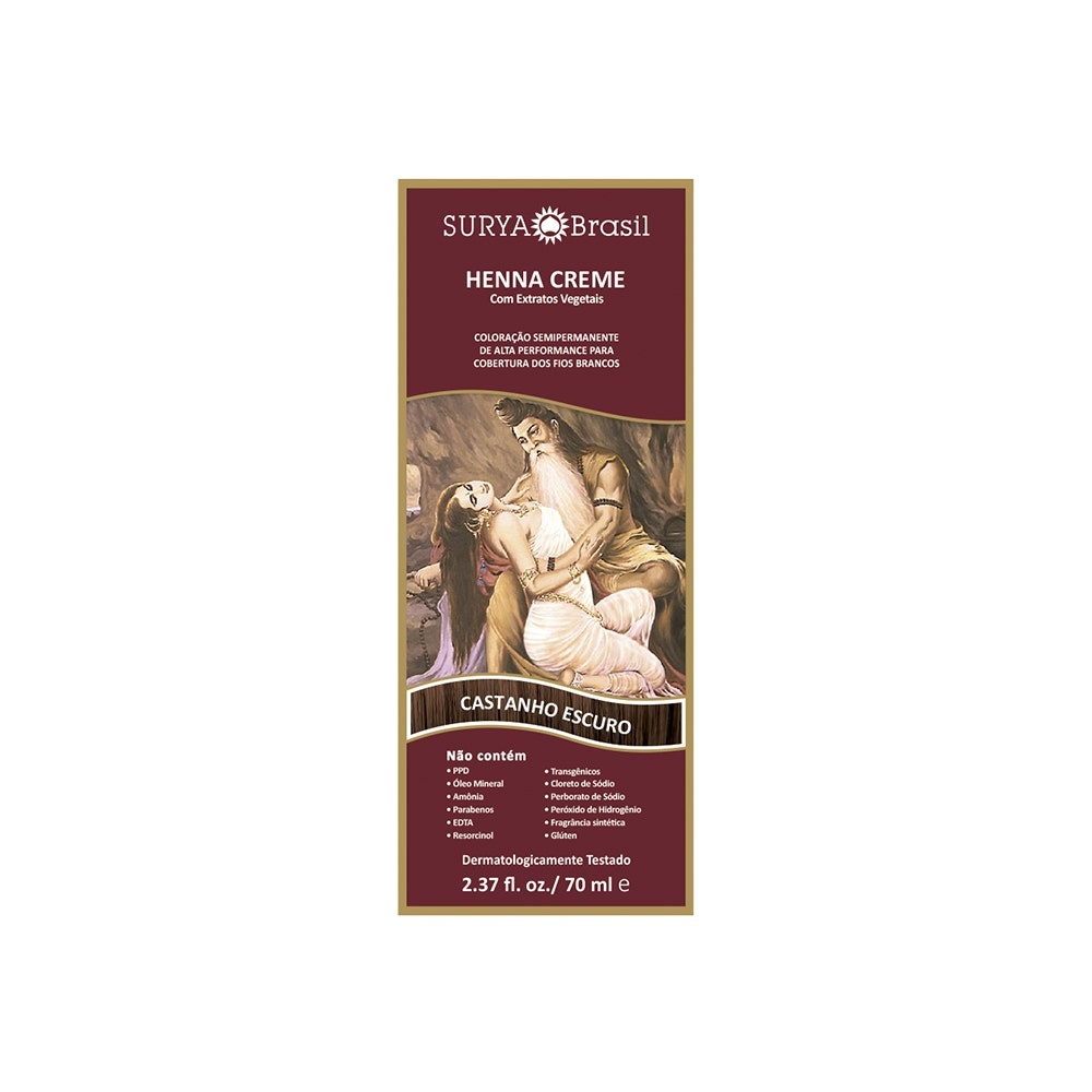 Henna Creme Natural Surya Castanho Escuro - Beauty
