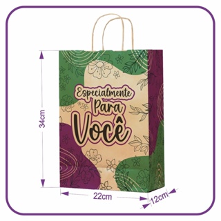 Sacola Kraft Especialmente para Você - 10 Unidades - M (22x12x34) em Oferta na Shopee