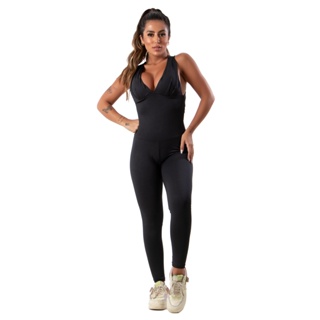 Macacão Feminino Com Bojo Suplex Fitness Academia Ginástica em Oferta na Shopee