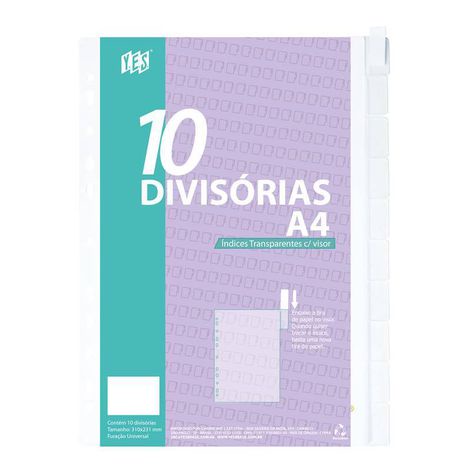 Divisória Para Fichário 10 Divisões - A4 - Visor Transparente Cristal YES em Oferta na Shopee