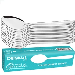 Kit Jogo 12 Colher Mesa Sopa Buffet Restaurante Lanchonete Aço Inox Linha Oriente Original Line
