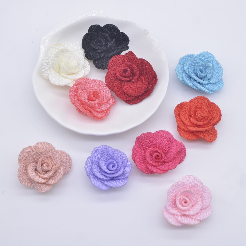 20pcs 2.5cm malha rosa flor aplicativo para DIY roupas chapéu sapatos costura patches cabeça clipes de cabelo decoração em Oferta na Shopee