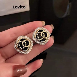 Lovito Brincos Franceses Elegantes com Strass de Flores Florais e Agulha de Prata S925 para Mulheres LFA04236 (Dourado)