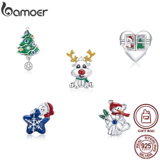 Bamoer Beads Série Natal 5 Estilos De Prata Esterlina 925 Encantos Para Bracelet & Colar Jóias Diy Acessórios Bsc372