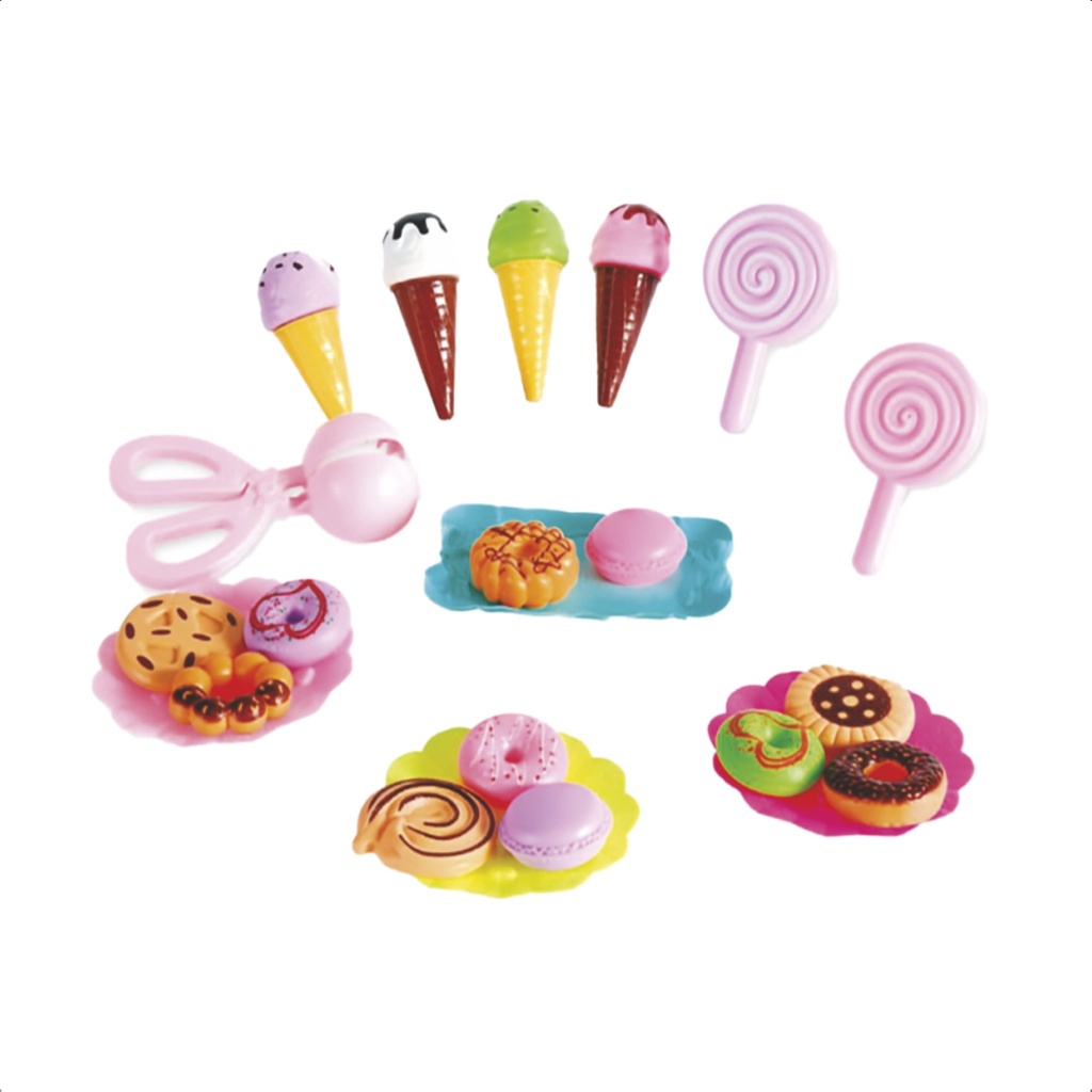 Brinquedo Infantil Kit Doces Boutique 22 Peças Comidinhas Pratinhos Sorvetinhos Chá de Boneca - Fenix BTC-849 em Oferta na Shopee