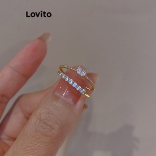 Lovito Anéis Abertos Exquisitos de Coração com Strass para Melhores Amigas para Mulheres LFA06232 (Dourado/Prateado)