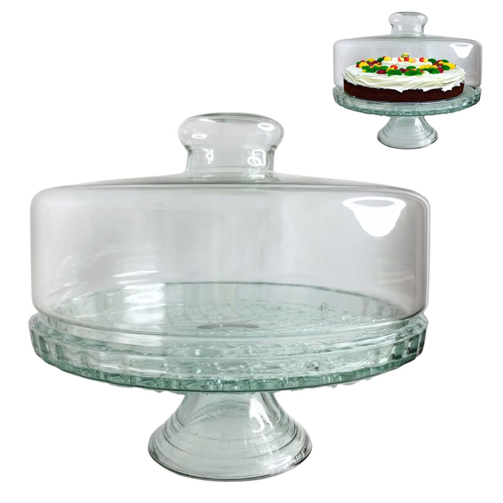 Boleira De Vidro Com Pé Pedestal De Mesa Com Tampa