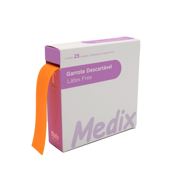 GARROTE TORNIQUETE DESCARTÁVEL SEM LATEX PARA FLEBOTOMIA ROLO COM 25