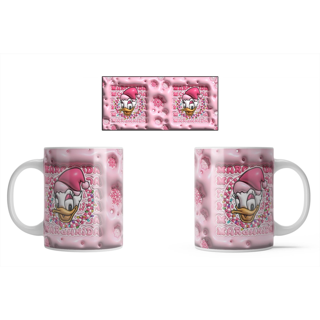 Caneca Branca Porcelana Desenho Turma do Mickey Natal 3D