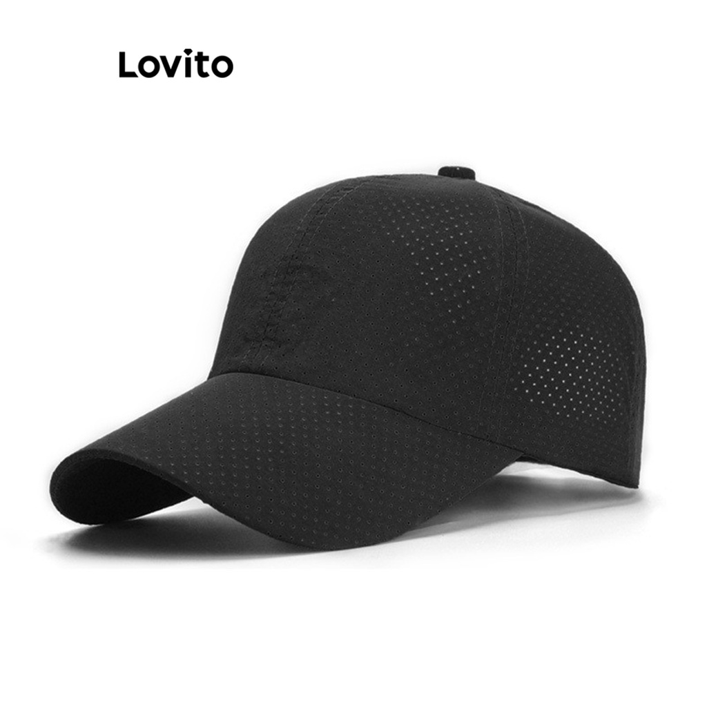 Lovito Boné Casual com Ilhós Lisos para Mulheres LFA01102 (Branco Preto)