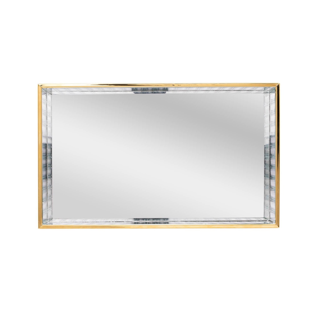 Bandeja Lyor de Metal com Espelho Dourada 20cm x 30cm x 4cm - Home & Living