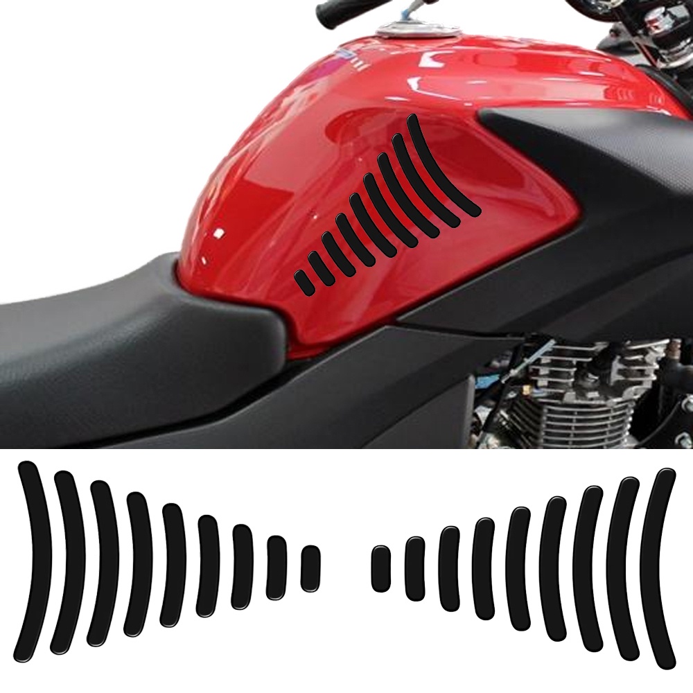 Par Adesivo Resinado Protetor Lateral Tanque Moto Preto Tanque Pad