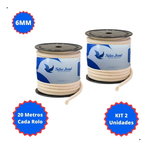 Kit 2 Cordão Trançado Macramê Artesanato 6mm Cru Algodão