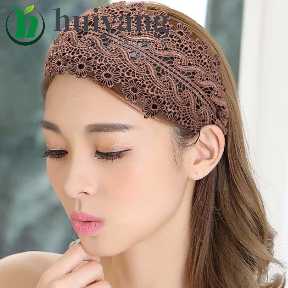 HUIYANG Faixa Larga De Cabelo Lateral Temperamento Resina Simples De Flor Design De Moda Em Tecido Estilo Coreano