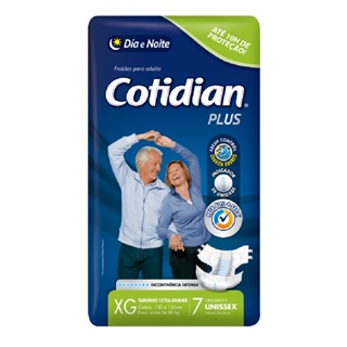Fralda Geriátrica Intensa Cotidian Plus  Tam. XG c/ 07 un. em Oferta na Shopee