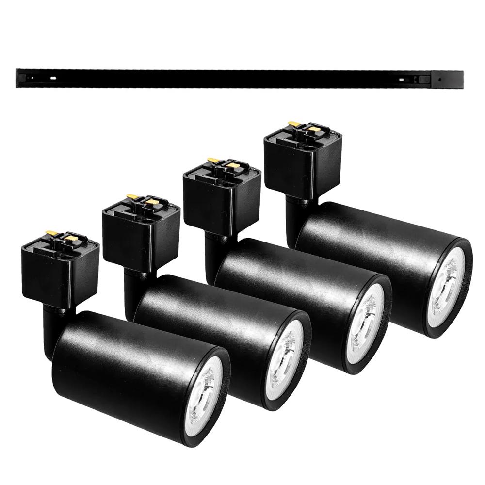 Kit Trilho Eletrificado p/ Spot Led 1M + 4 Spots 7W 6.500K Preto - Noll Led em Oferta na Shopee