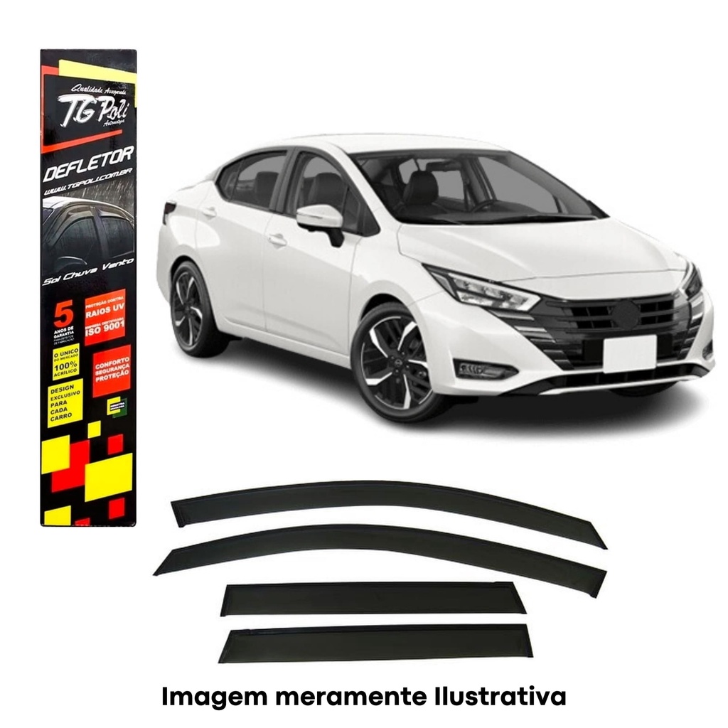 Calha Defletora Automotiva Inteiriça/Slim Versa 4 Portas 2021 até 2024 Cor Fumê TG Poli - TG01100198
