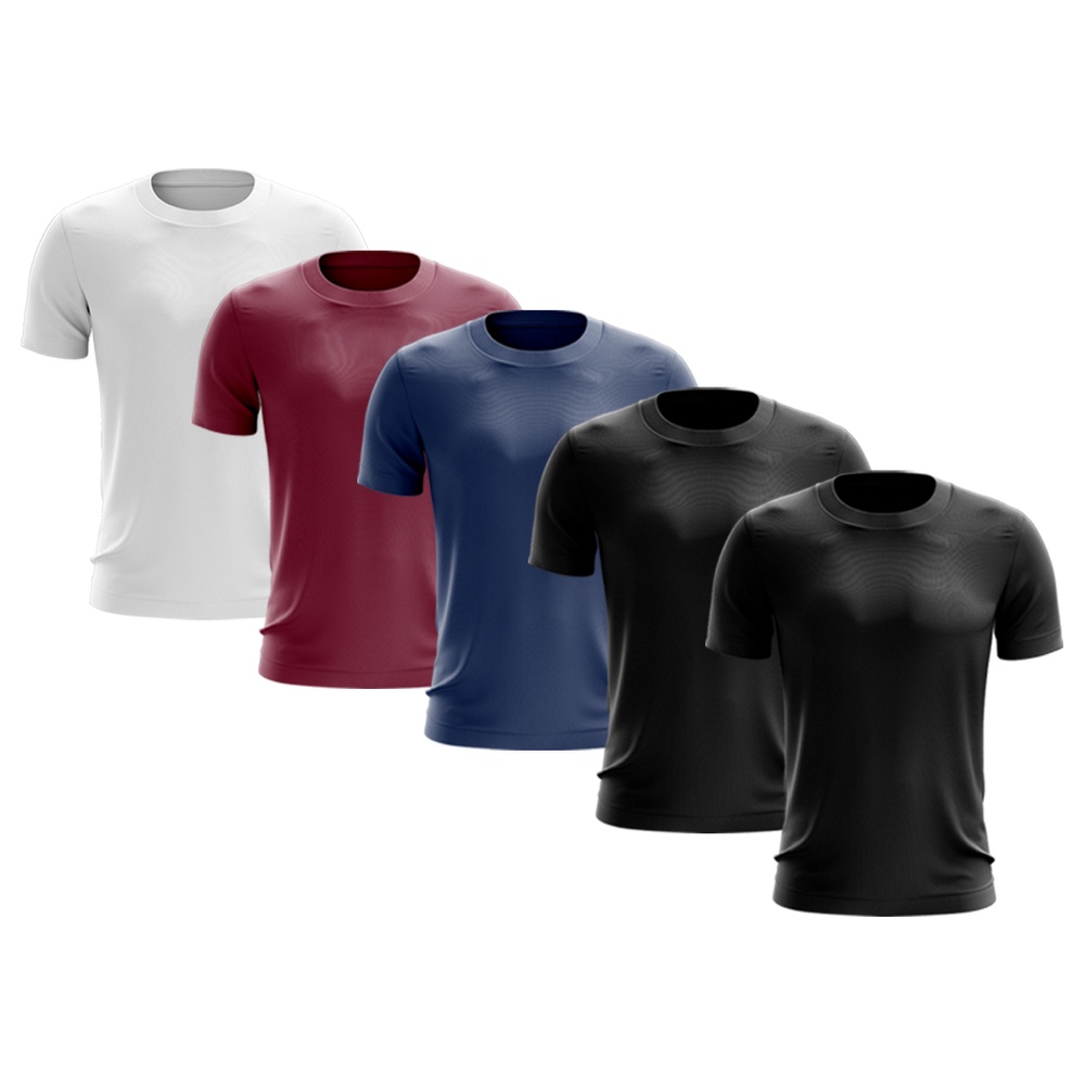 Kit 5 Camisetas Masculina Manga Curta Dry Fit Básica Lisa Proteção Solar UV Térmica Blusa Academia Esporte Camisa