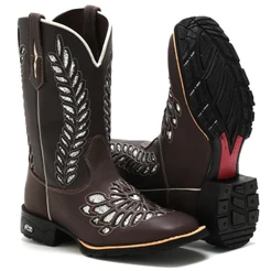 BOTA BOTINA FEMININA CANO ALTO COUNTRY BICO QUADRADO LASER