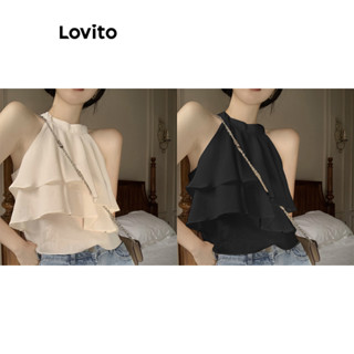 Lovito Blusa Simples de Camadas para Mulheres LNE17039 (Multicolorido)