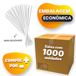 Canudo Papel para Milkshake - Branco - 25cm - Embalagem Econômica - 1000 unidades - Cromus - Rizzo