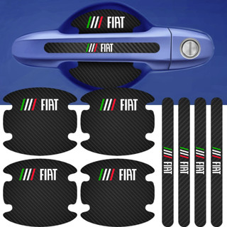 Kit FIAT 8 Peças Adesivo Protetor Maçaneta de Porta Fibra de Carbono Carro Anti Arranhões Acessório do Carro