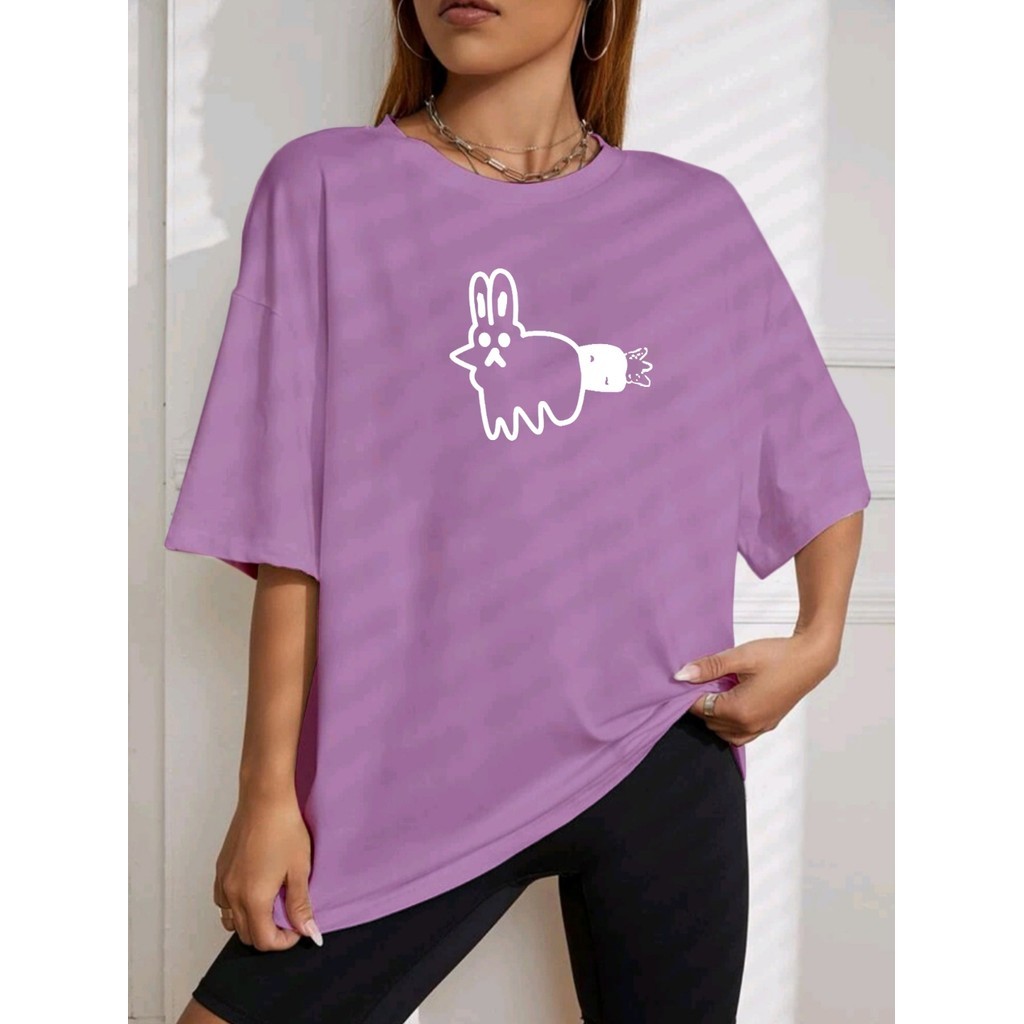 Camiseta Personalizado Oversized Unissex Larga Academia Tumblr Coelho Coelhinho Estilosa Blusa