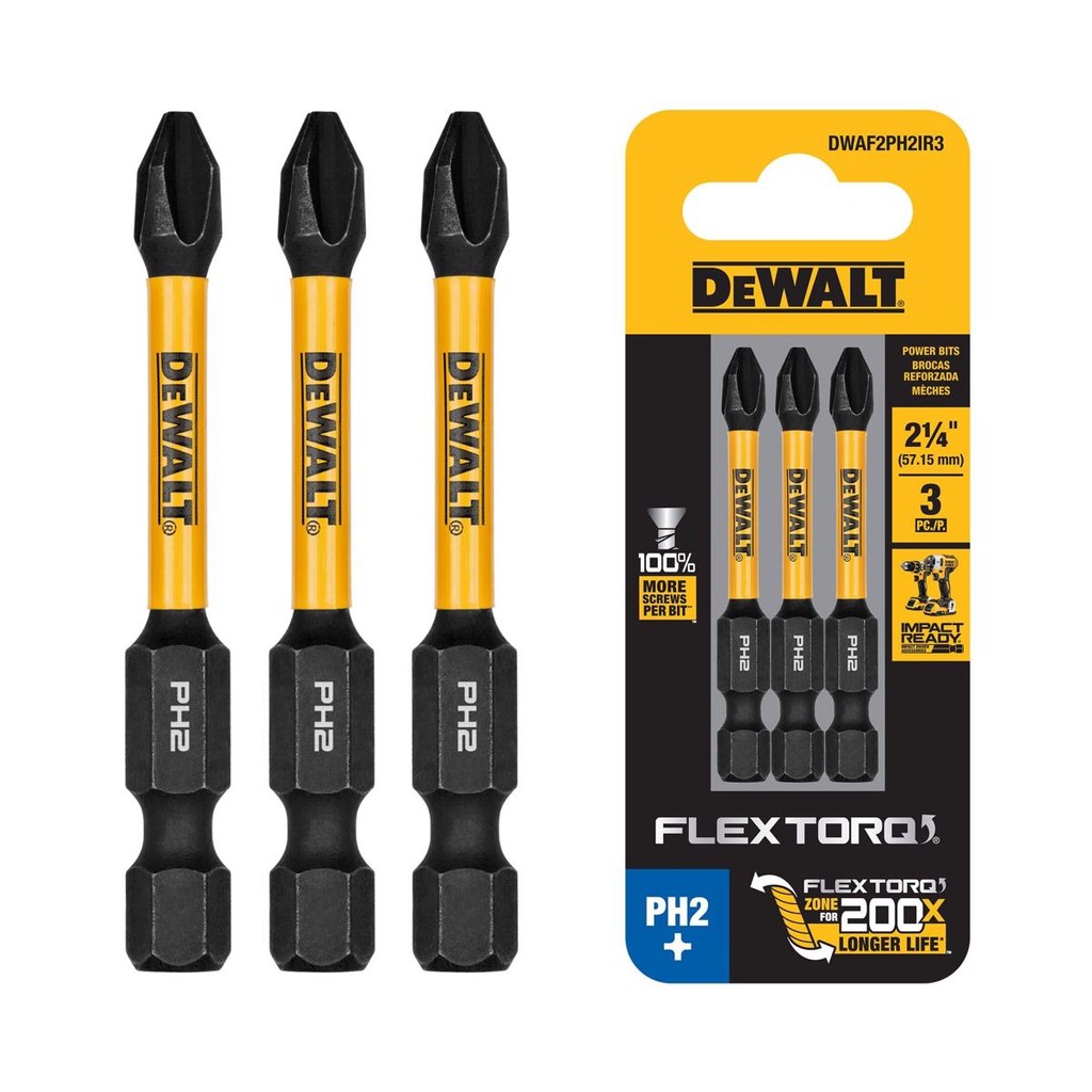 Kit 3 Bits Pontas Ph2 57mm Flextorq Dwaf2ph2ir3 Dewalt em Oferta na Shopee