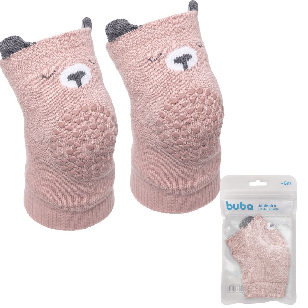 Joelheira Antiderrapante para Bebê Urso 1 Par Rosa 19415 - Buba em Oferta na Shopee