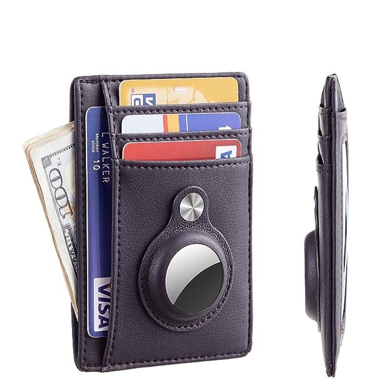 Nova Carteira RFID Bloqueando AirTag Fina Minimalista Couro Titular Do Cartão De Crédito Para Capa Protetora De Identifi