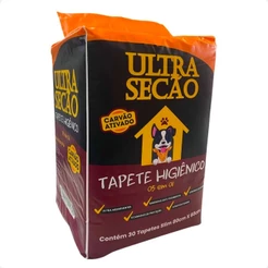 Tapete Higiênico Ultra Secão Carvão Ativado 80x60 para Cães - 30 Unidades