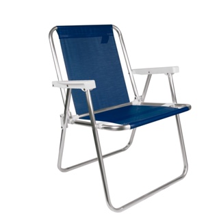Cadeira de Praia Alta Aluminio Sannet Azul Escuro 110kg Mor em Oferta na Shopee