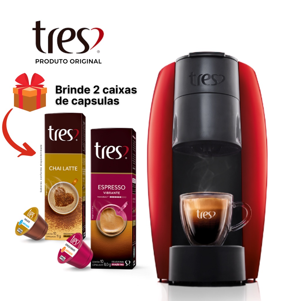 Cafeteira Capsulas Tres Corações Lov Automática 220v Luxo + 20 Capsulas