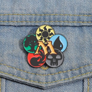 Jogo De Anime Criativo Periférico De Esmalte Pinos Símbolos De Elementos Naturais Broches De Metal Crachás Mágicos Mochilas De Roupas Acessórios Jóias Presentes