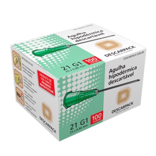 Agulha Hipodérmica Estéril 25x0,80mm C/100 Unidades - Descarpack
