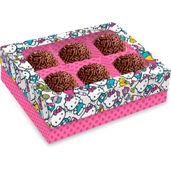 Caixa 6 Bombons Retangular com Visor - Hello Kitty Rosa - 1 unidade - Festcolor - Rizzo