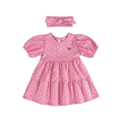 Vestido de Manga Curta e Faixa de Cabelo Quimby