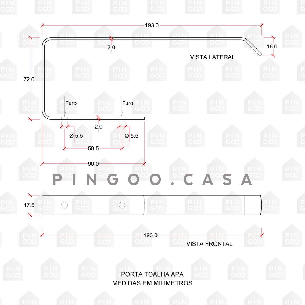 Detalhes do Porta Toalha Apa Pingoo - Prata