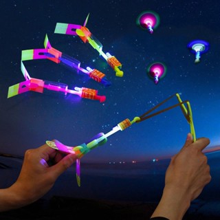 Brinquedo Voador Rotativo Helicoptero Led Foguete Lançador Estilingue Luminoso Criança 1 Peça