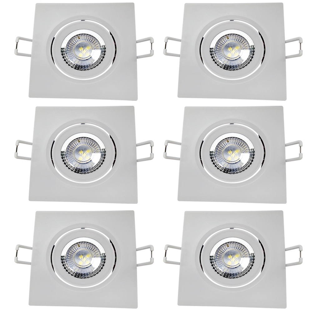6 Luminária de Gesso Spot 5w Embutir Luz Branco Frio 6500K Bv Avant - Home & Living
