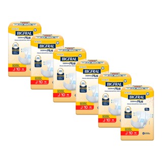 Kit 6 Fraldas Geriátricas Bigfral Derma Plus Juvenil com 10un cada