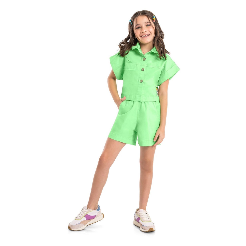 Camisa Cropped em Sarja Gloss em Oferta na Shopee