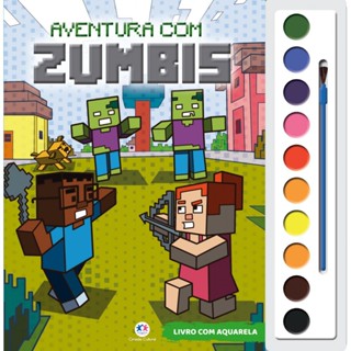 Livro Aquarela Aventura com zumbis