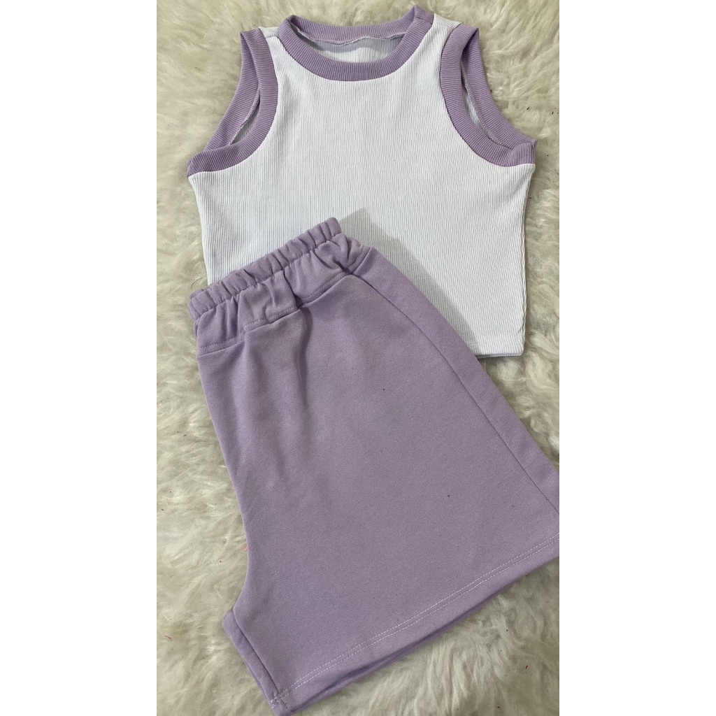 Conjunto Fabi Bermuda cos alto elastico no cos mais Blusinha Ribana moda 2023 envio no mesmo Dia
