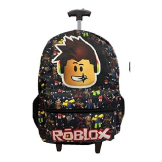 Mochila Roblox Preta Escolar Infantil com Rodinhas