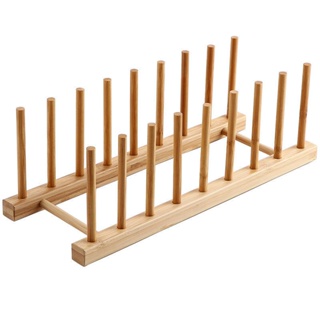 Promoção: Suporte Escorredor Porta Pratos De Bancada De Bambu 4 Divisorias 21cm x 13cm em Oferta na Shopee