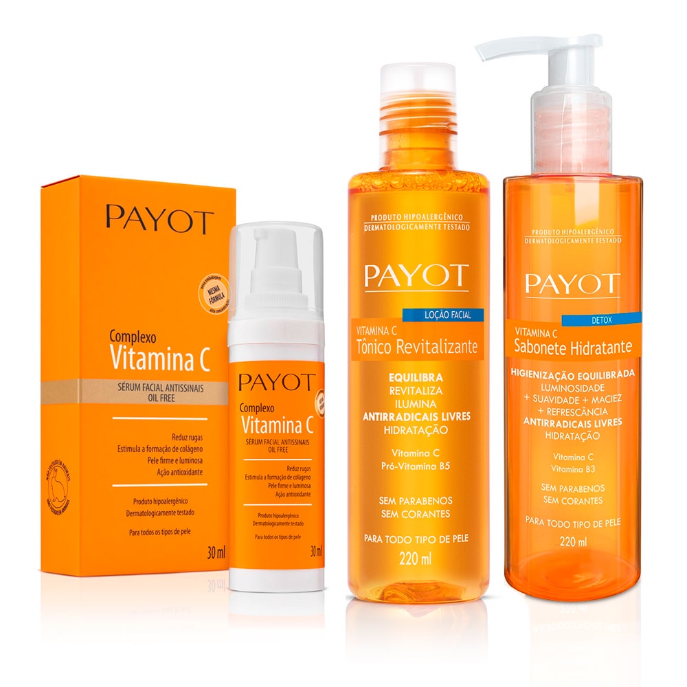 Kit Limpeza Tonificação e Tratamento Facial Vitamina C Payot