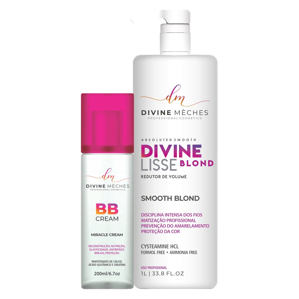 Kit Divine Mèches Redutor de Volume Divine Lisse Blond + BB Cream