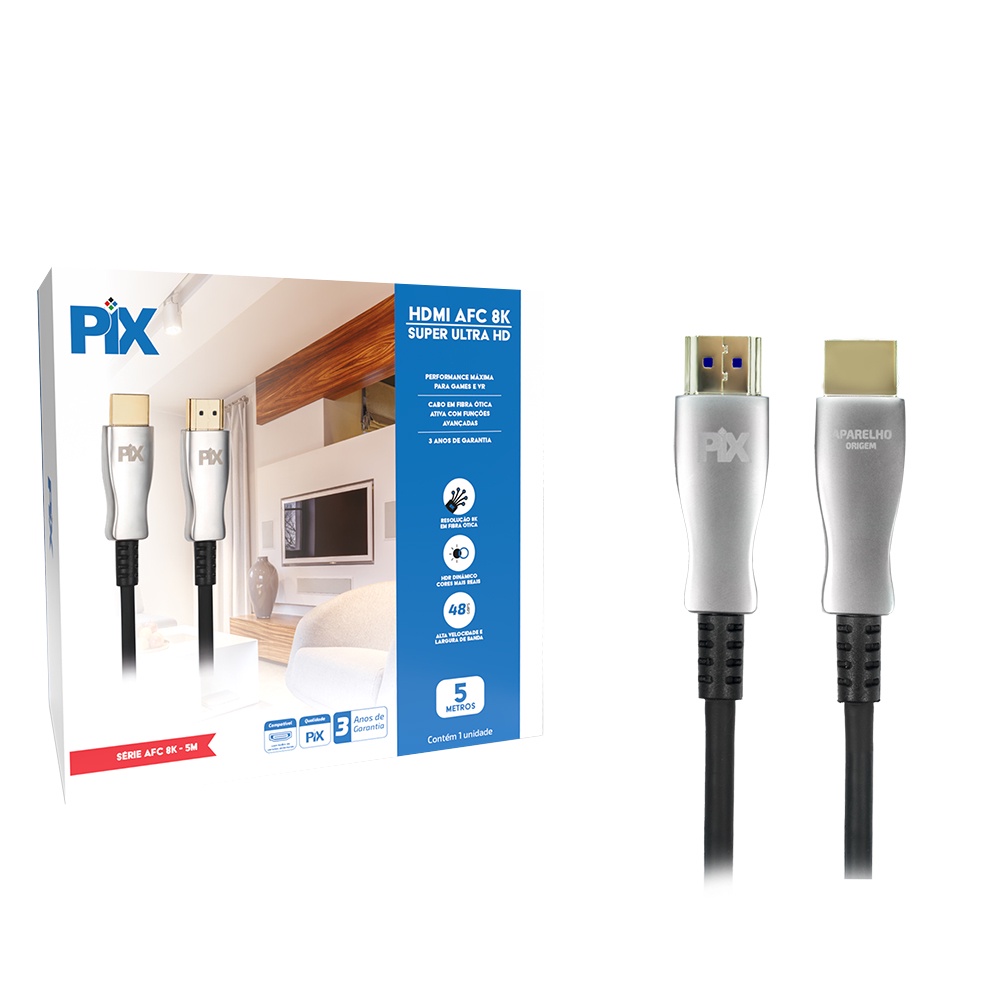 Cabo HDMI 2.1 8K HDR Fibra Ótica Ativa 5 Metros