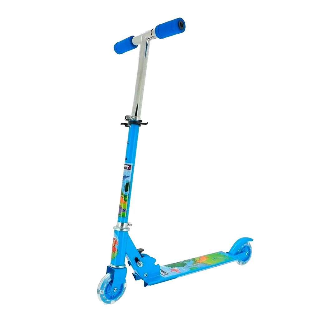 Patinete Infantil Com Altura Ajustavel Dinossauro Azul Com Freio Traseiro Dobravel Scooter Classico Zippy Toys